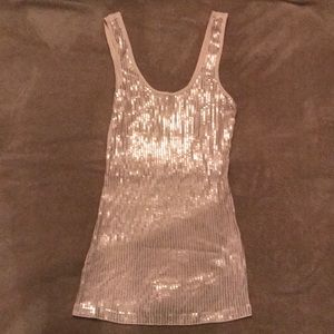 Express sleeveless sequined shirt XS